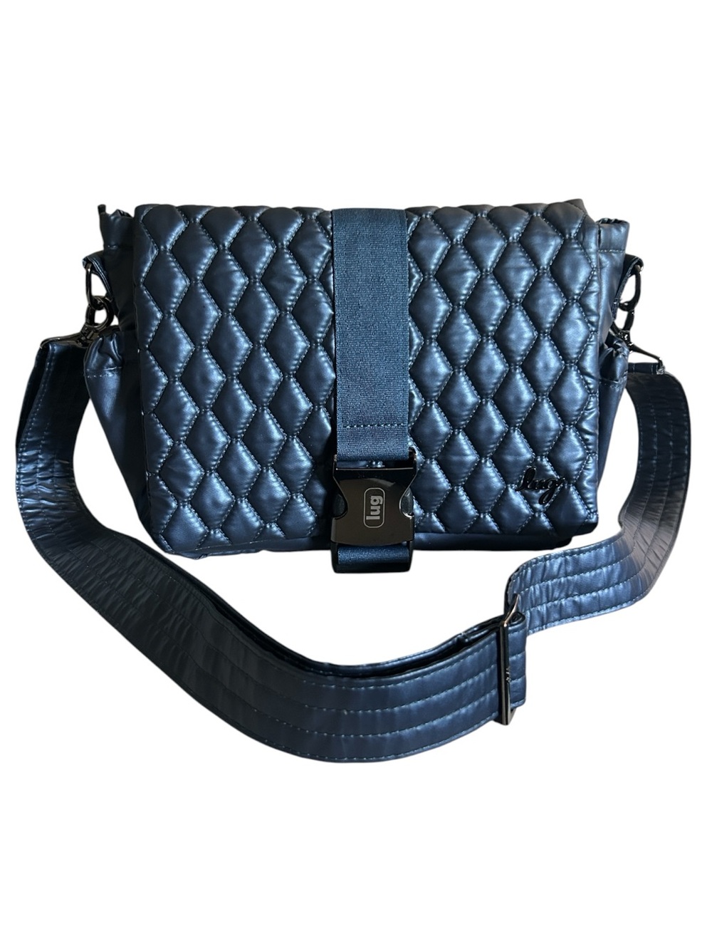 Lug Harness Crossbody Bag in 
Metallic Indigo